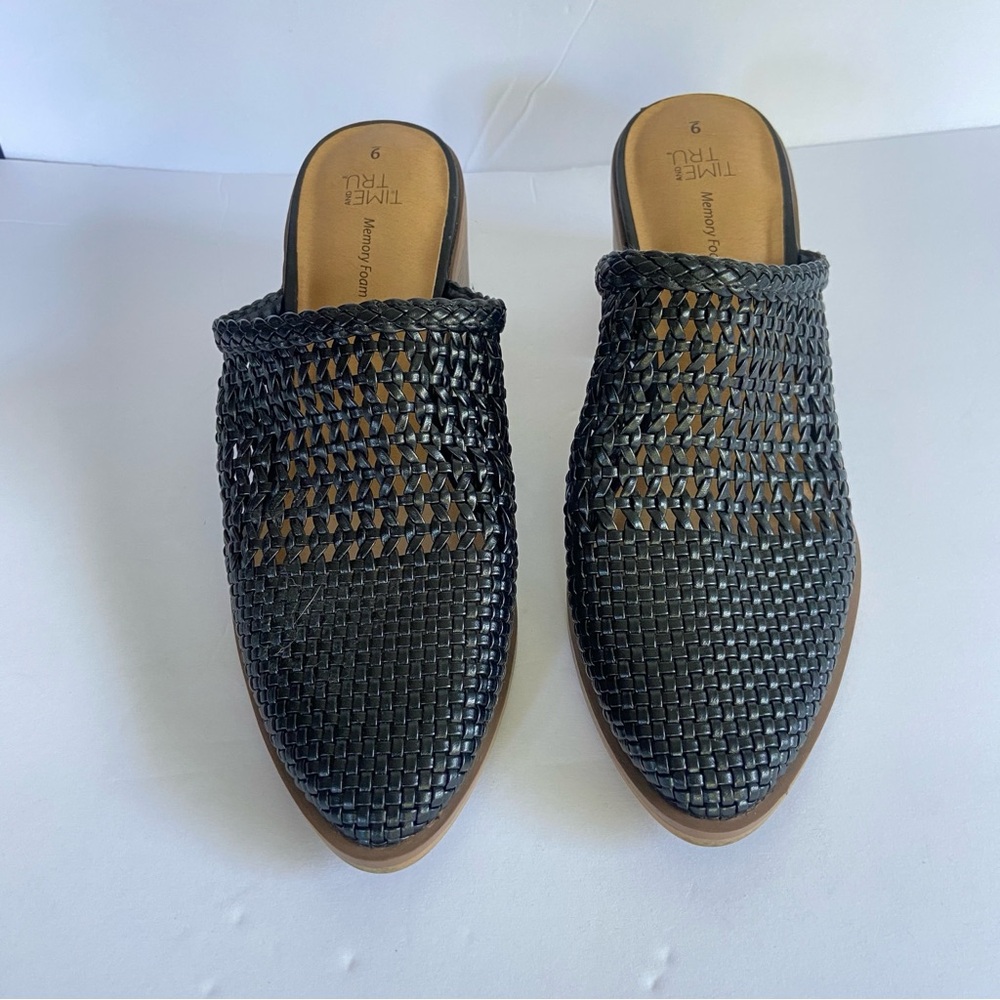 TIME AND TRU Women Slip on Mules| Black| Size 9